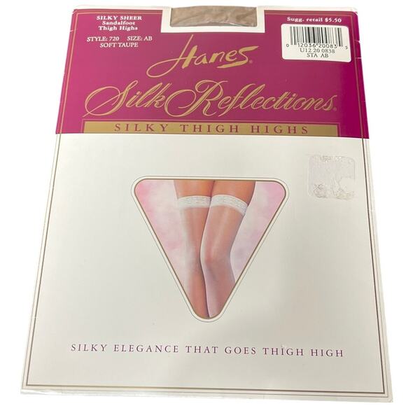 Hanes NWT Silk Reflection Silky Thigh Tights Sheer Sandal Foot Size AB - Picture 1 of 4